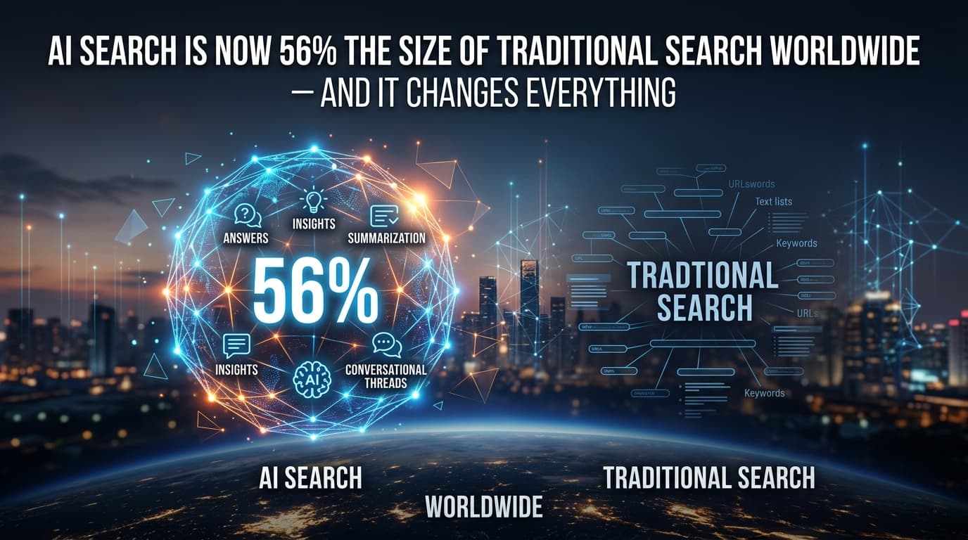 AI Search Is Now 56% the Size of Traditional Search Worldwide — And It Changes Everything