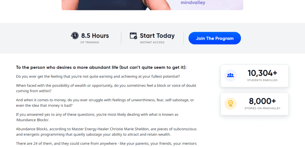 Mindvalley Unlimited Abundance Course Details