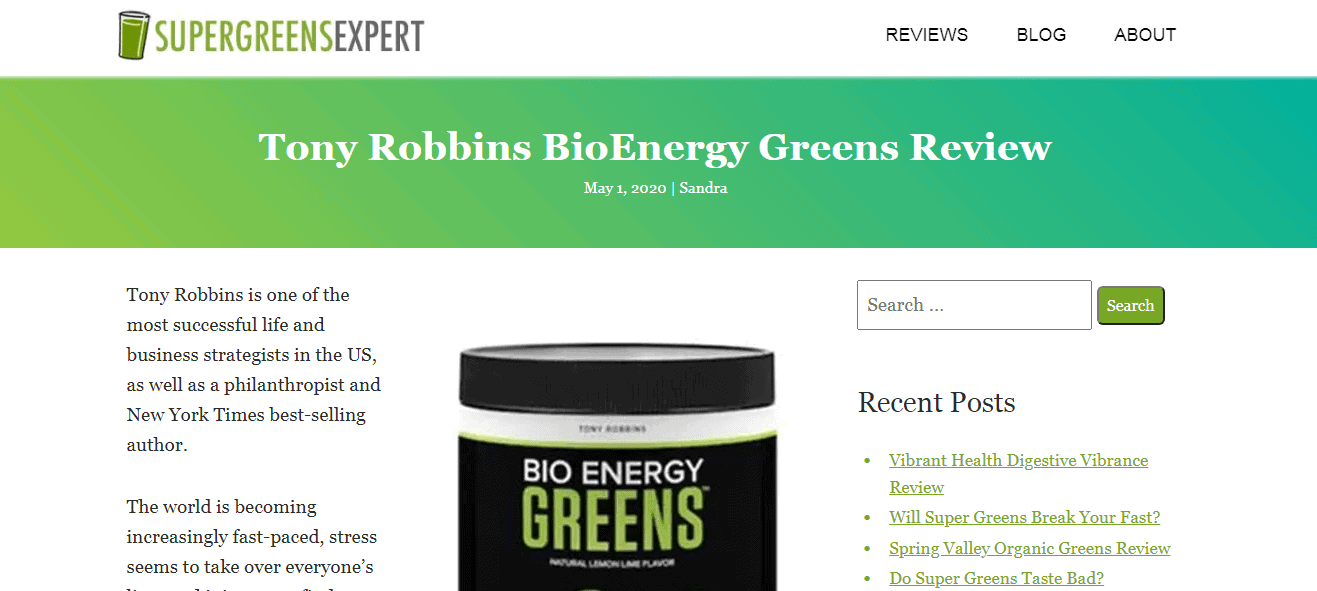 Customer Review - Tony Robbins Greens Drink