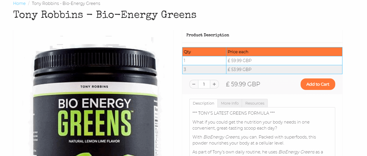 Bio Energy Greens Pricing