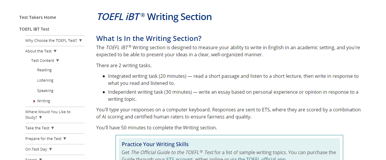 Toefl Writing Section