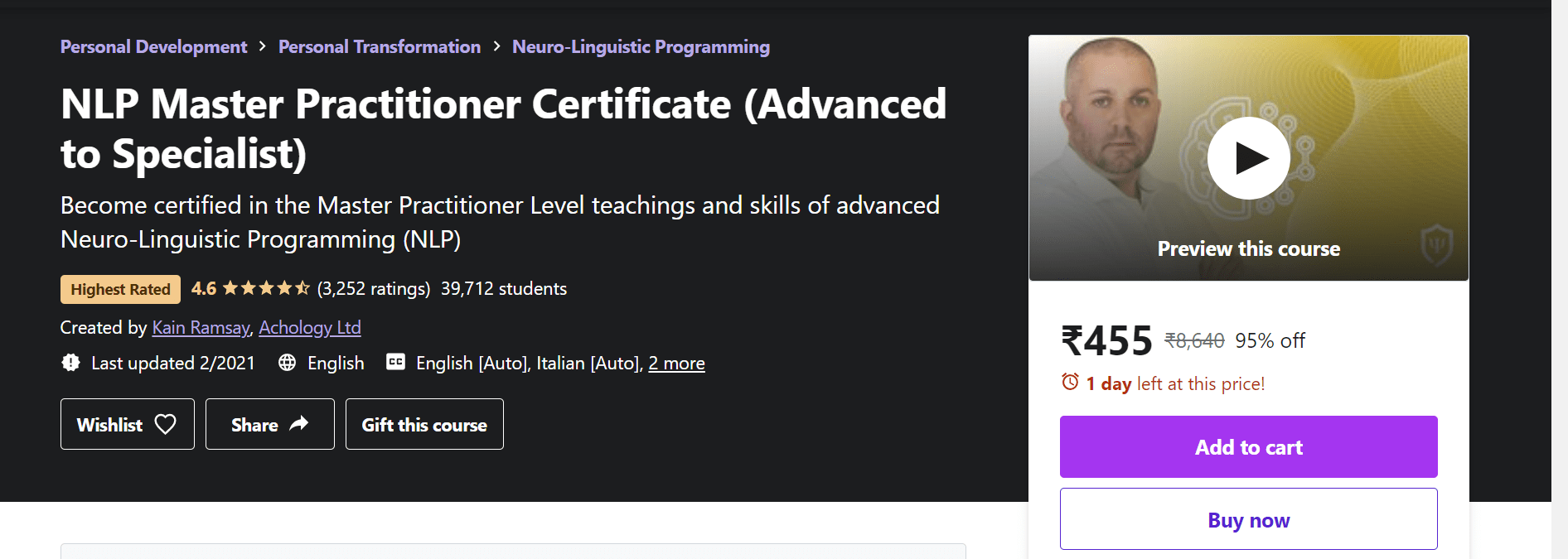 Best Best NLP Training Courses - NLP Master Practitioner Certificate (Advance to Specialist)