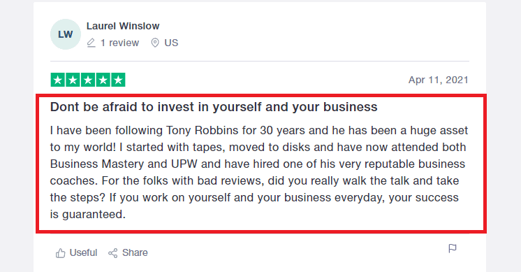 Tonyrobbin Testimonial