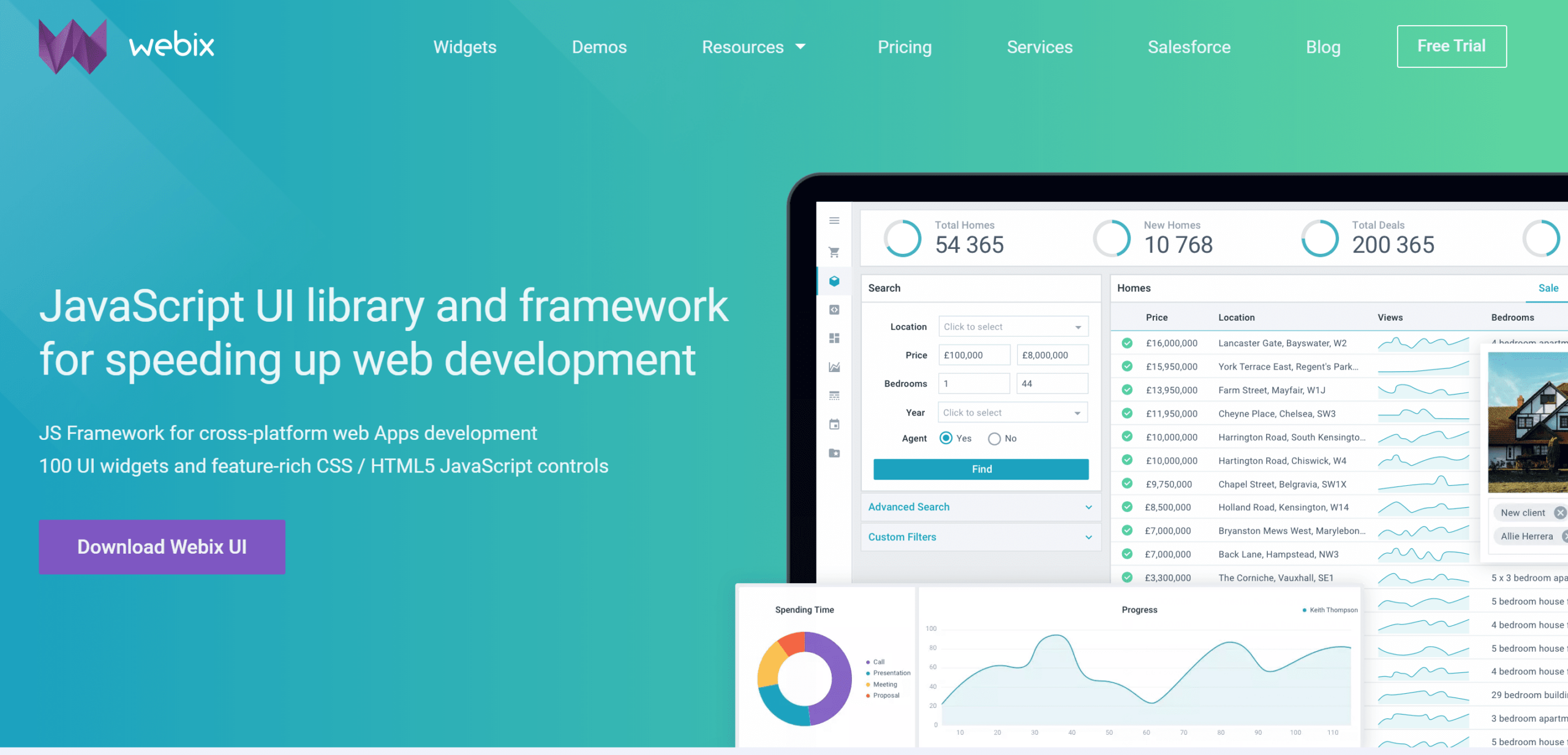 Interfaces lib. Webix. Webix js.