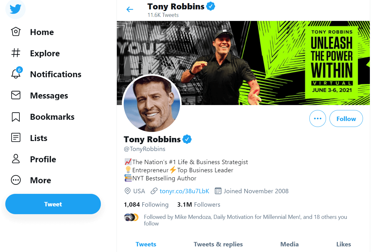 tony robbins gazouillement