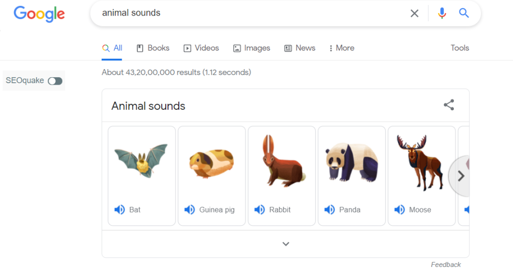 Google animal sounds- best Funny tricks on Google