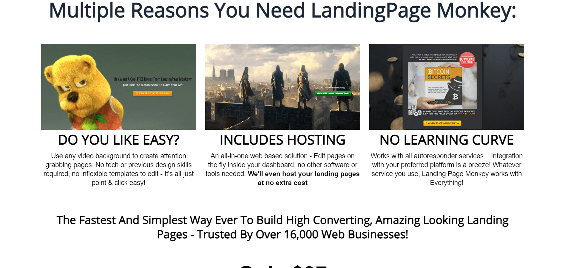 Landing Page Monkey features