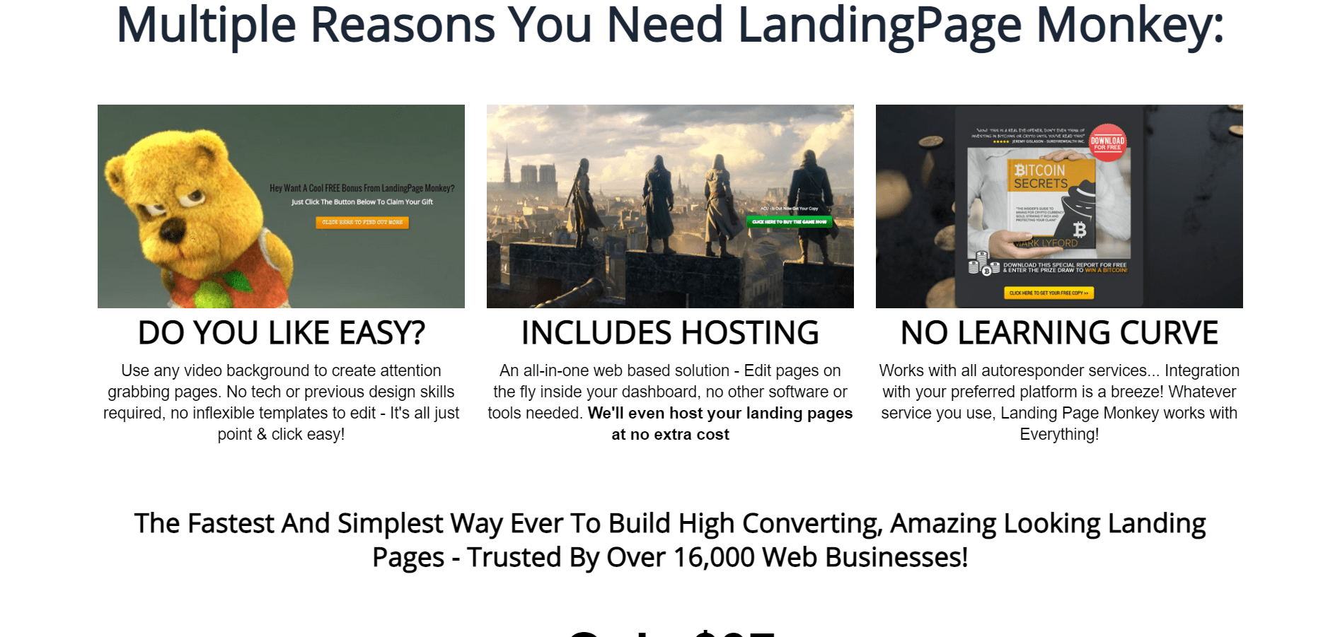 Характеристики на Landing Page Monkey