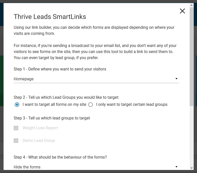 SmartLinks feature in Thrive leads
