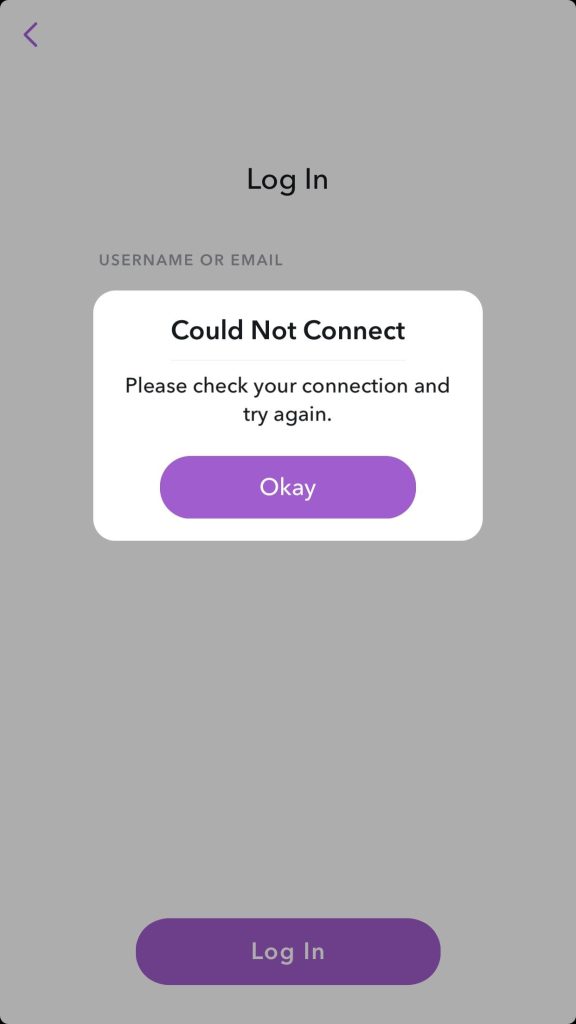 Snapchat wont connect issue fixed