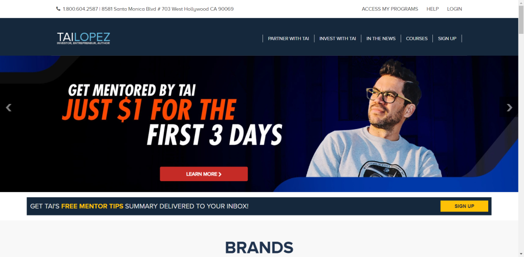 Tai Lopez brands and source of income