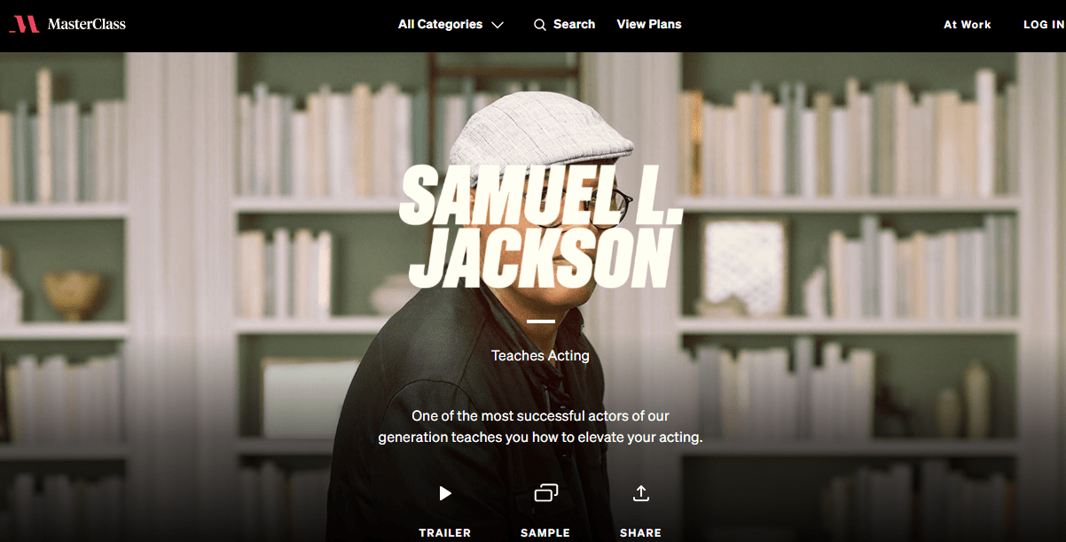Samuel L Jackson Masterclass homepage
