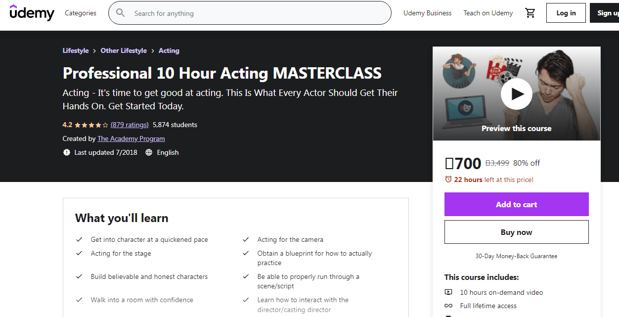Udemy Acting Masterclass Review