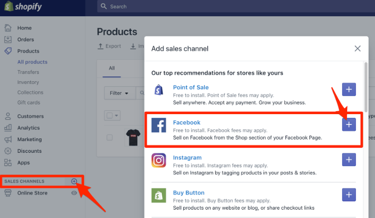 Add products to your Facebook shop via Shopify