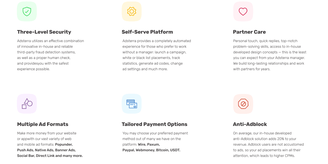 features of adsterra platform