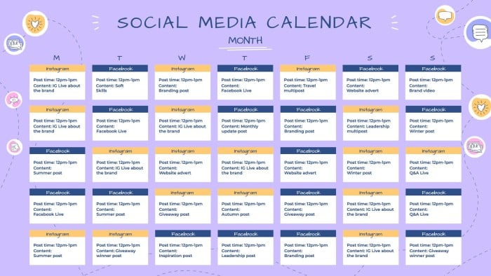 social media editorial calendar