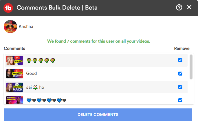 Deleting Bulk Comments