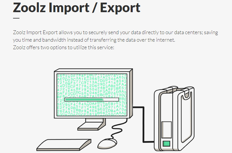 Importera och exportera- Zoolz