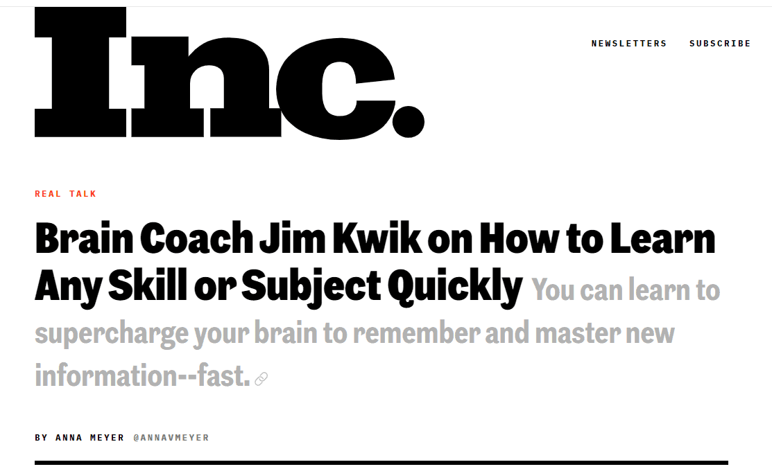 Jim Kwik Featured Inc.com