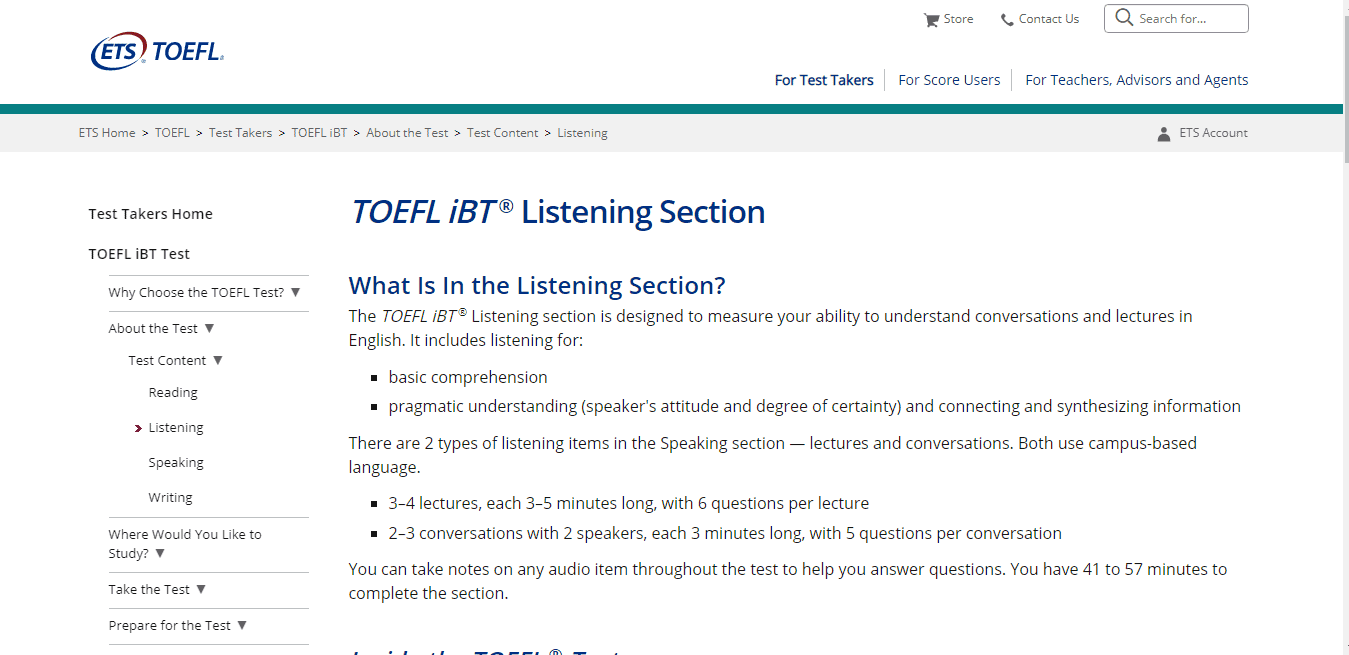 LIstening Section - Toefl Sections