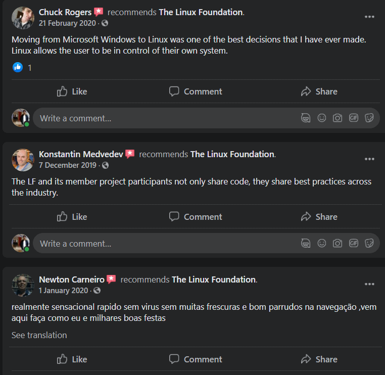 Linux Foundation - Facebook-recensie