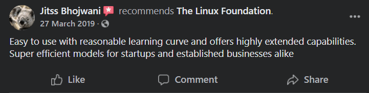 Recensioni su Facebook per la formazione della Linux Foundation