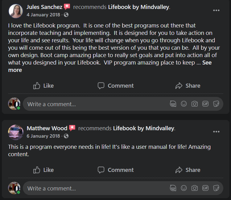 Comentarios de los usuarios de Mindvalley Lifebook