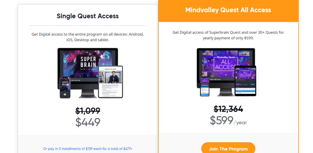 MindValley Quest All Access Pricing
