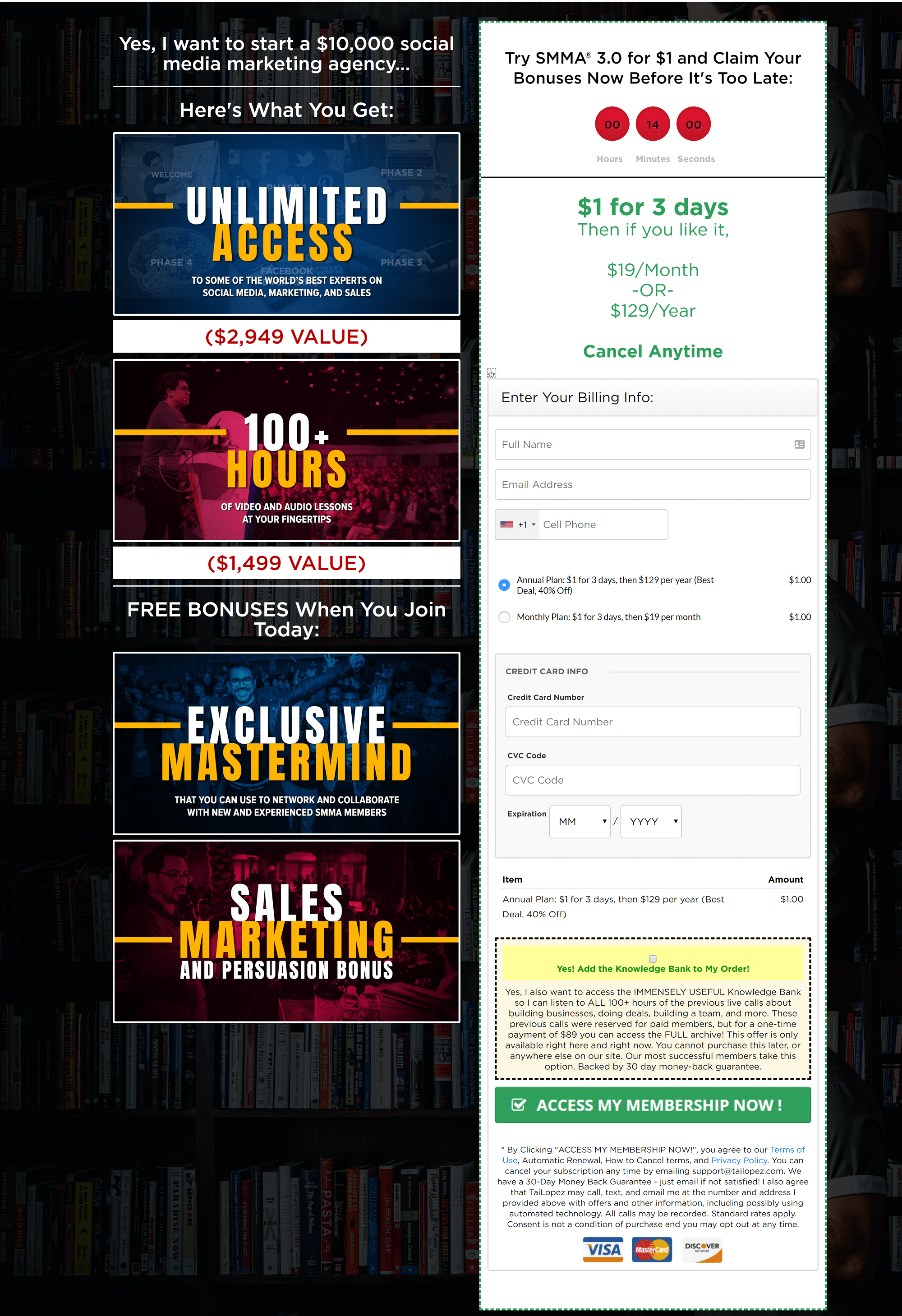 Tai Lopez smma pricing plan