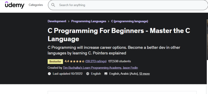 Udemy C programming courses