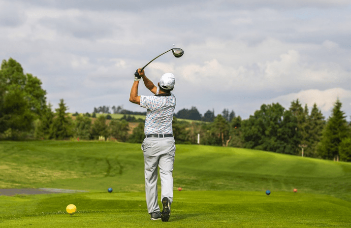 playing golf