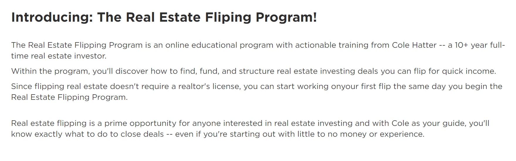 real estate flipping program