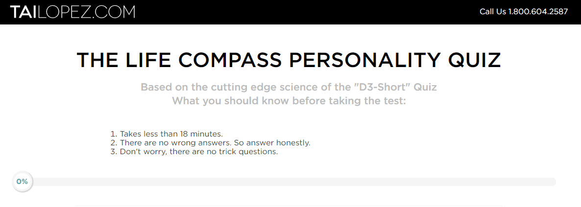 tai lopez personality test- life compass test