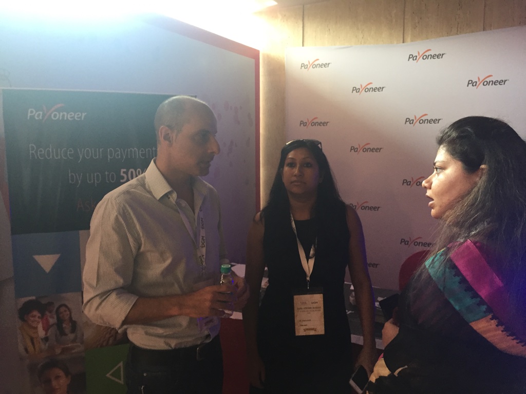 Payoneer gold Sponsor for India Affiliate Summit 2015 Delhi India Affiliate Summit 2015 Delhi Payoneer team discussing