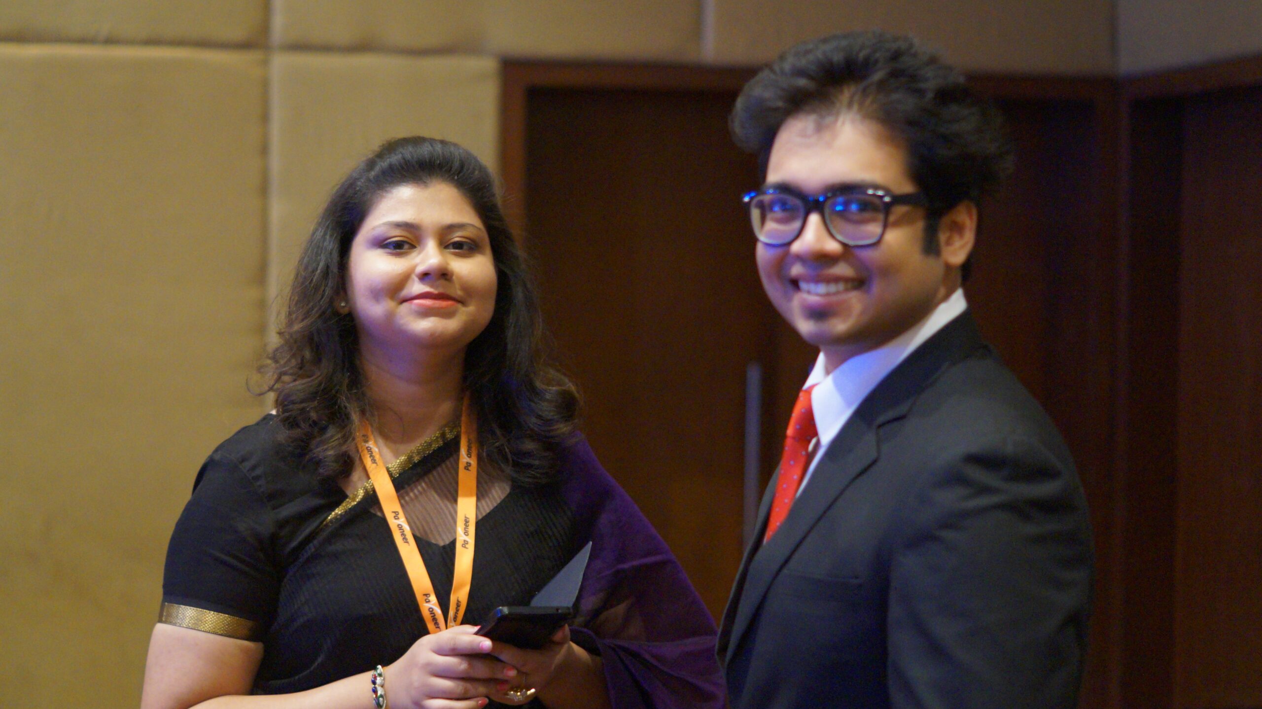 Chitra and Rahul always smiling Payoneer Hyderabad Roadshow India 2015 (8)