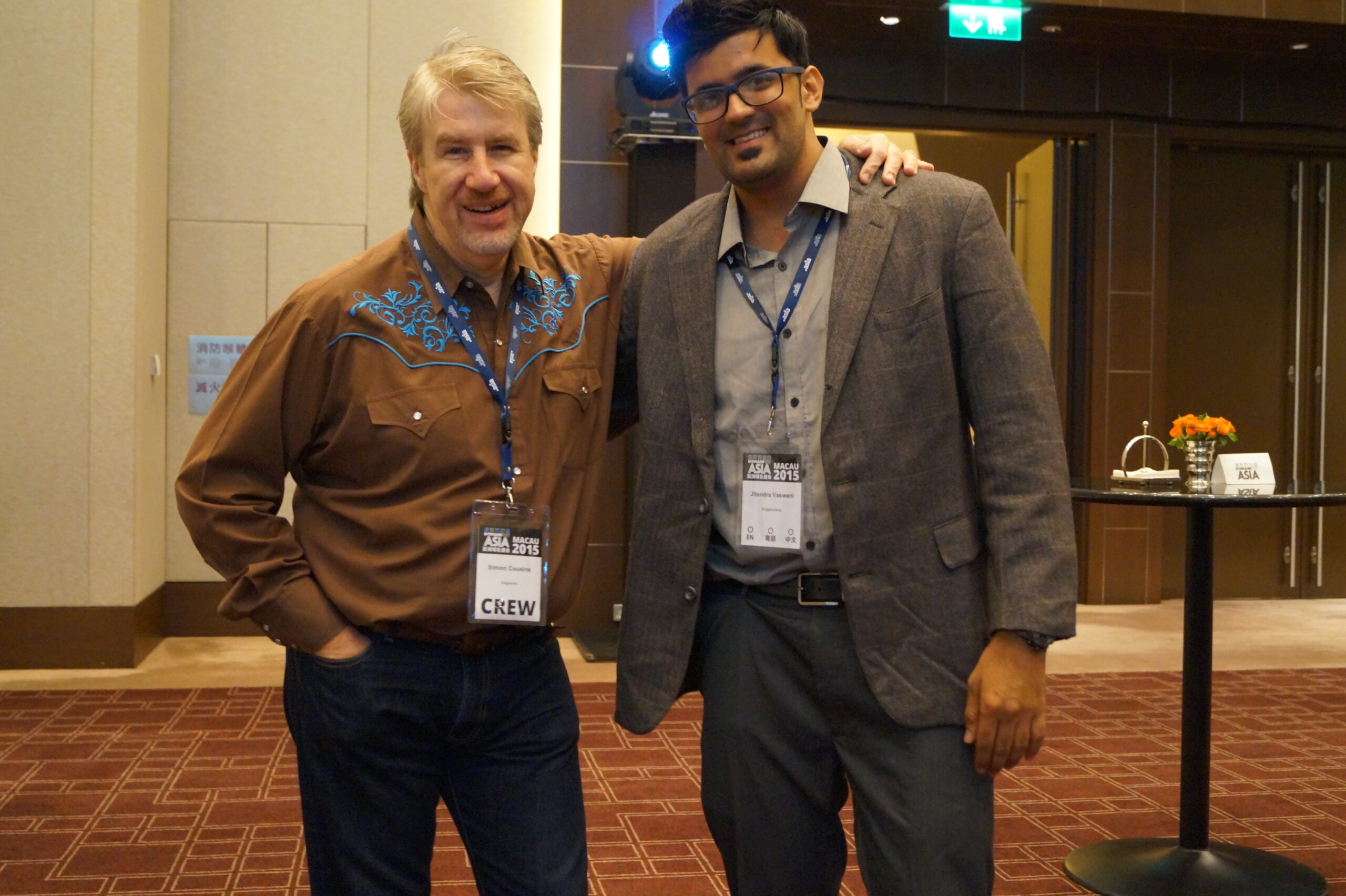 Simon Cousins with Me Simon Cousins Jitendra Vaswani Domainfest Macau