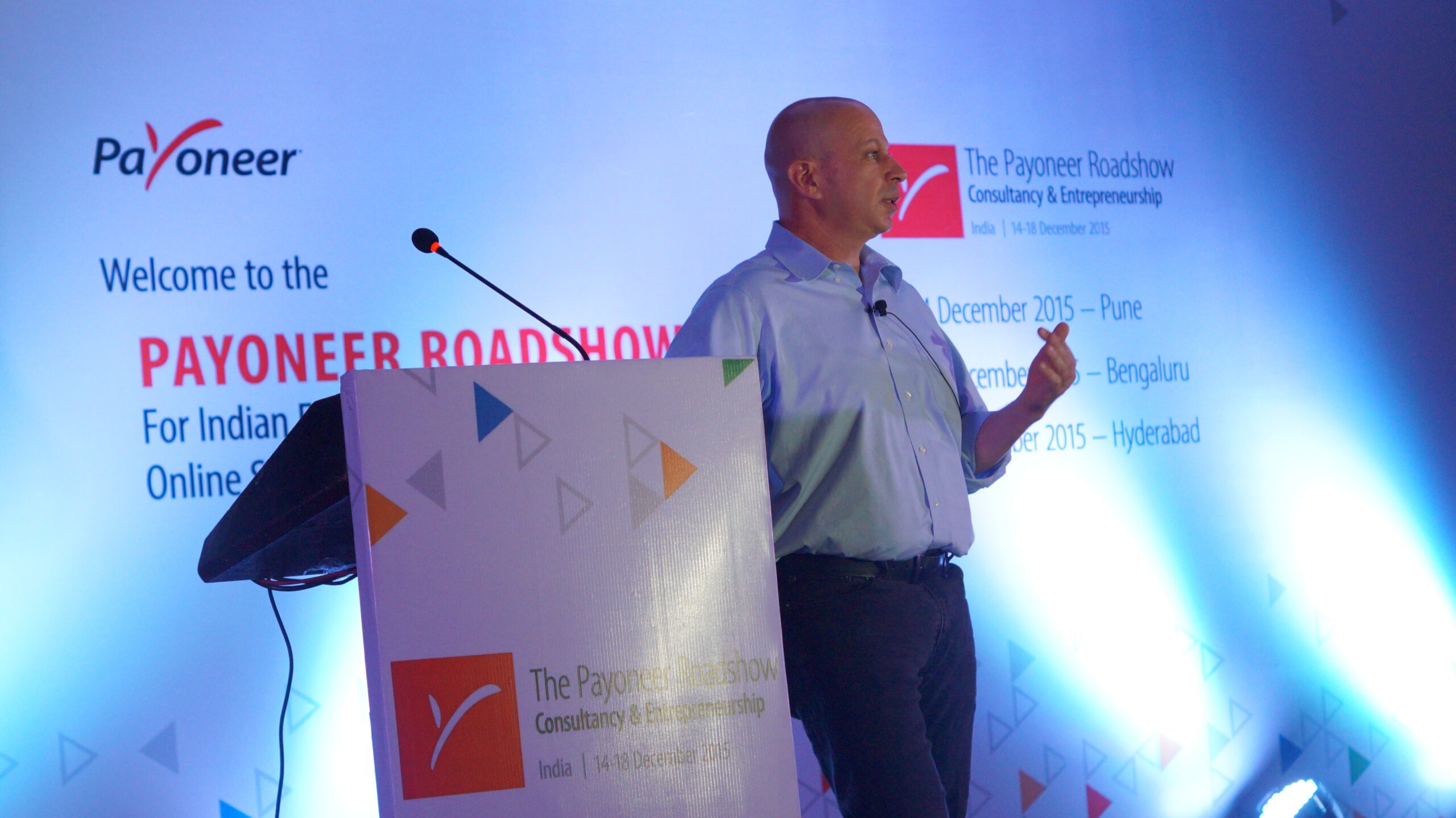 Yuval Tal Founder of Payoneer on Stage payoneer Bangalore show India (30)
