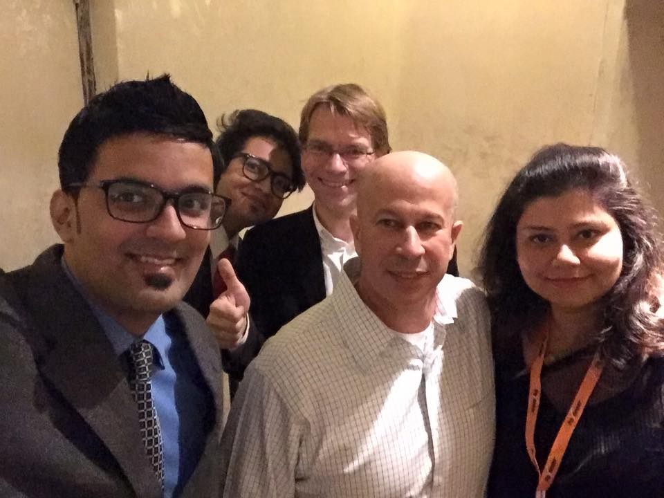 Payoneer Founder Yuval tal, Patrick at behind, Rahul & Chitra payoneer hyderabad roadshow 2015 pics
