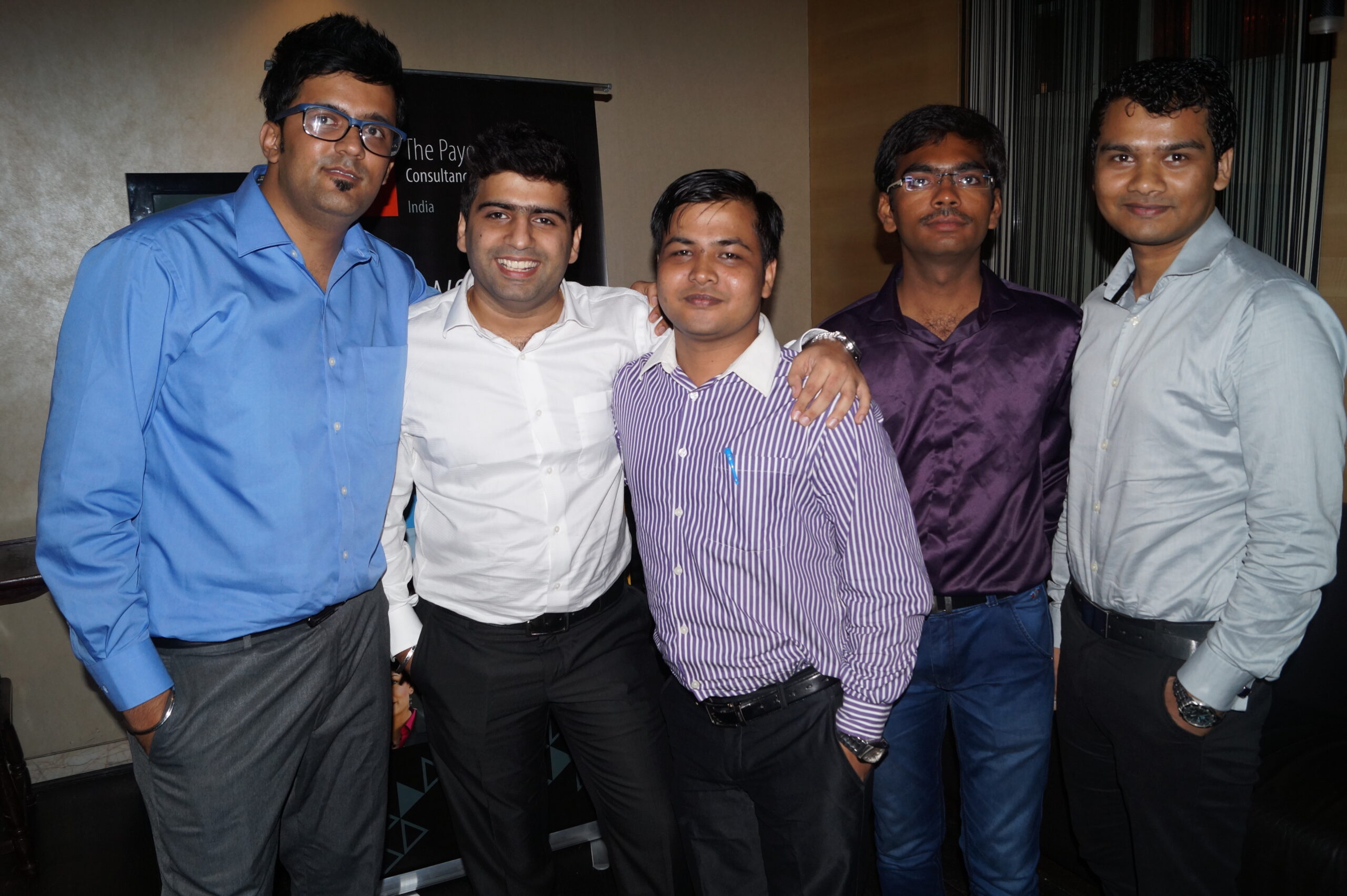 me, Aishwin Vikhona , Dipesh Garg, Chandu payoneer networking dinners India july 2015