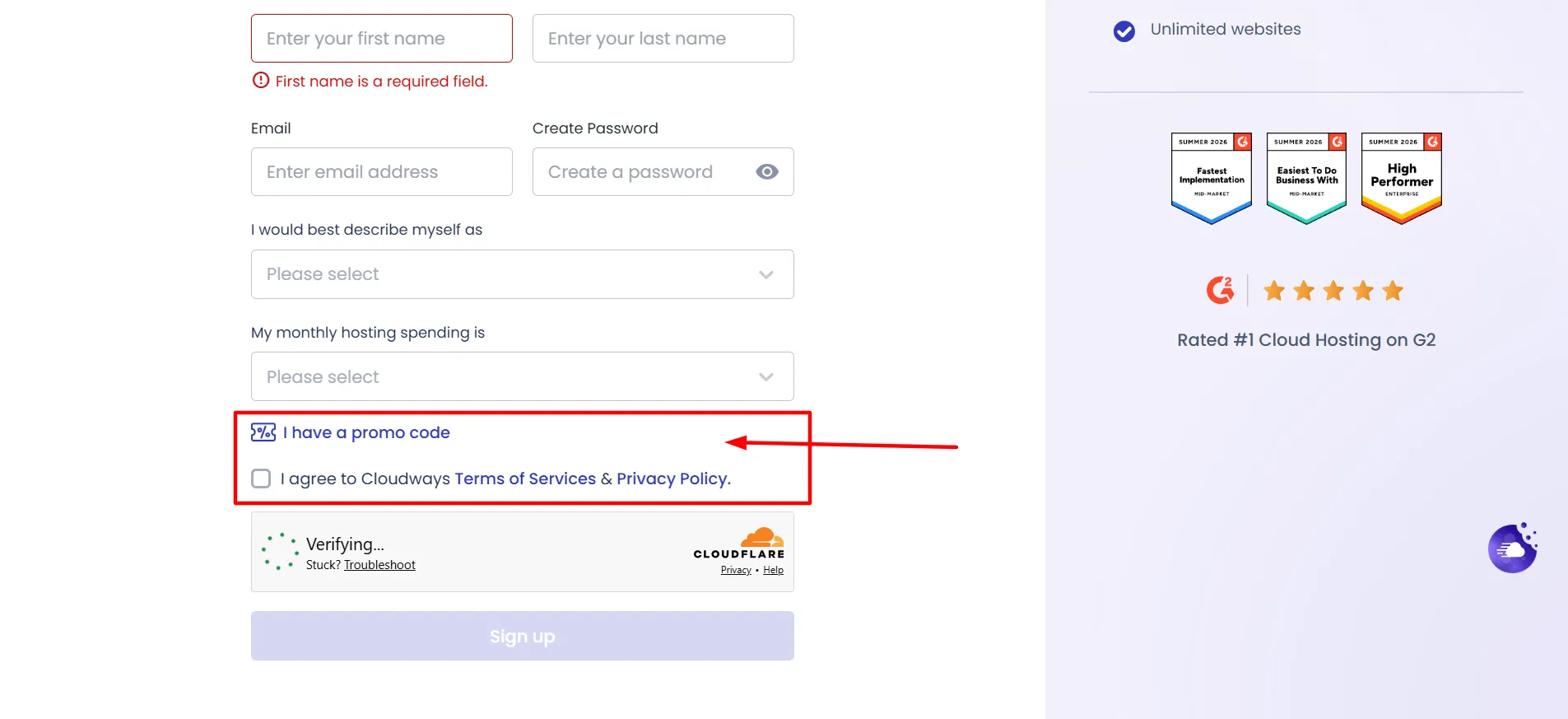Cloudways login 2
