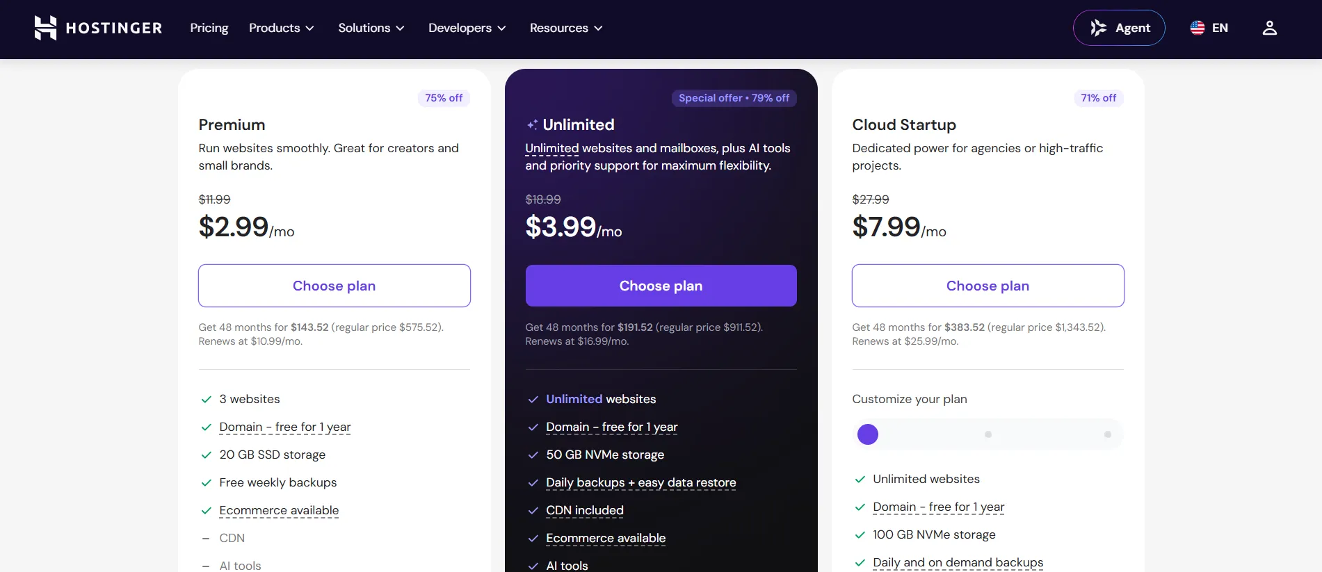 Hostinger Pricing