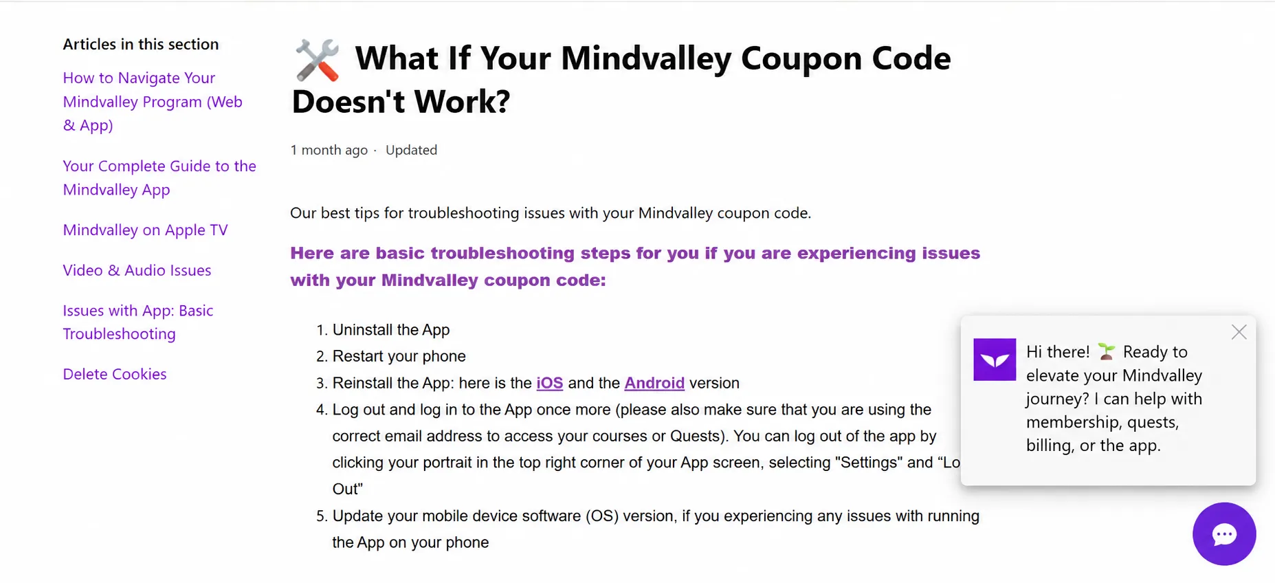 mindvalley troubleshoot