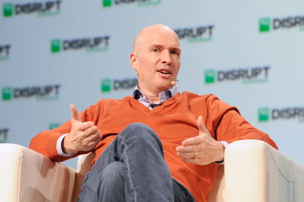 Ben Horowitz speaking on stage at TechCrunch Disrupt, the a16z co-founder behind Ben Horowitz net worth