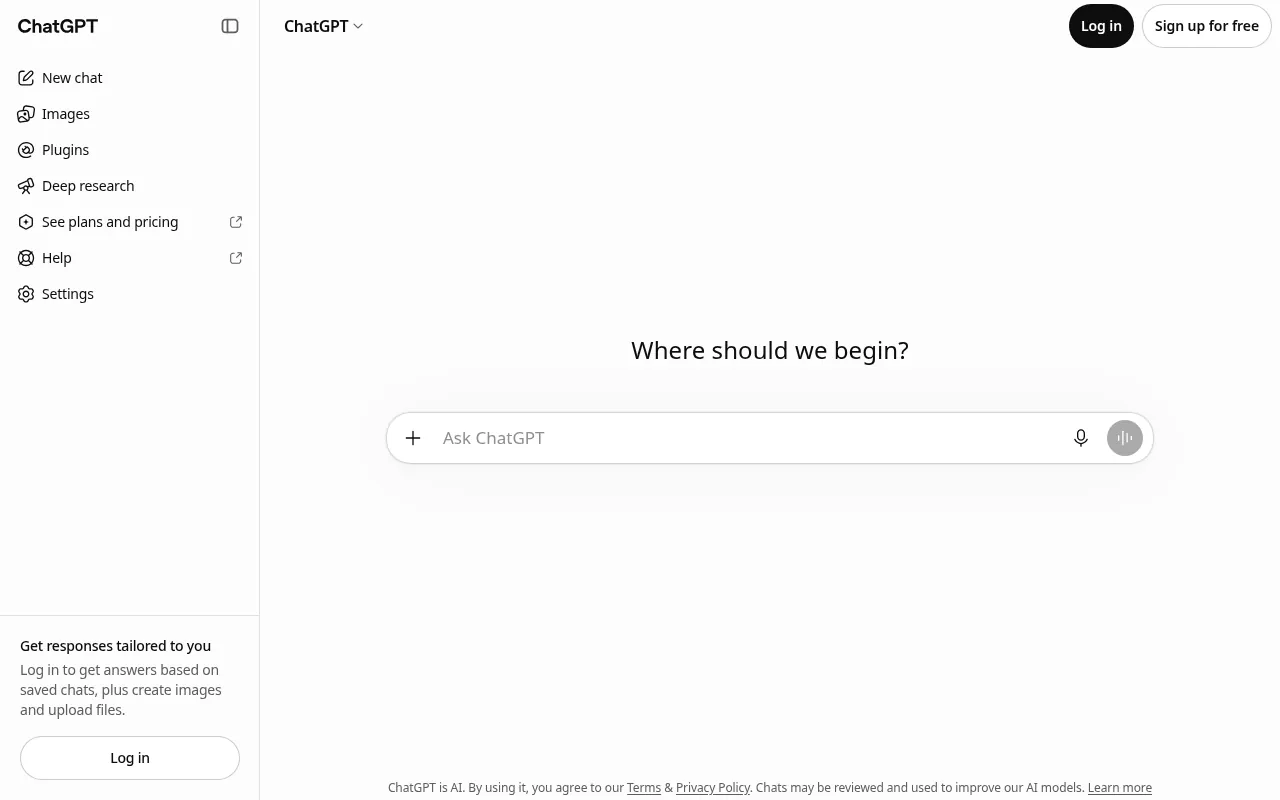 ChatGPT official website, a free AI app