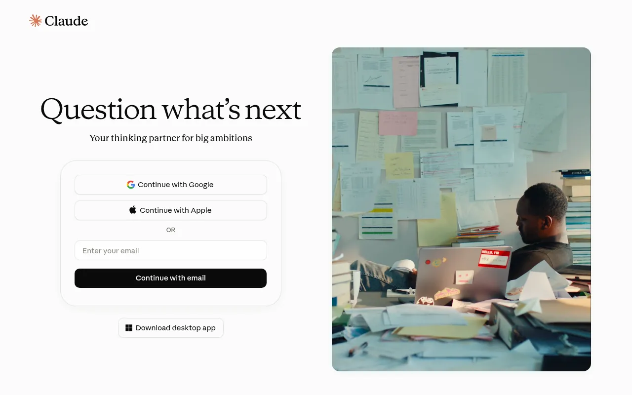 Claude official website, a free AI app for writing
