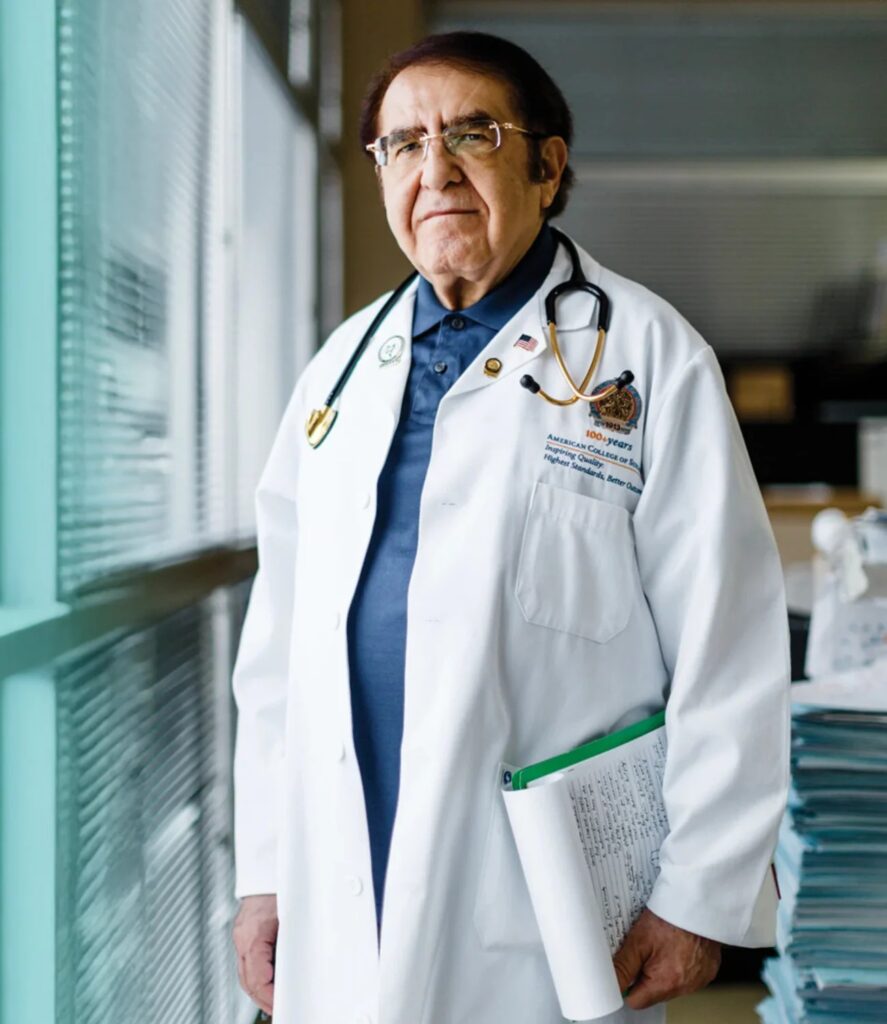 Dr. Nowzaradan in his lab coat, the surgeon behind his net worth