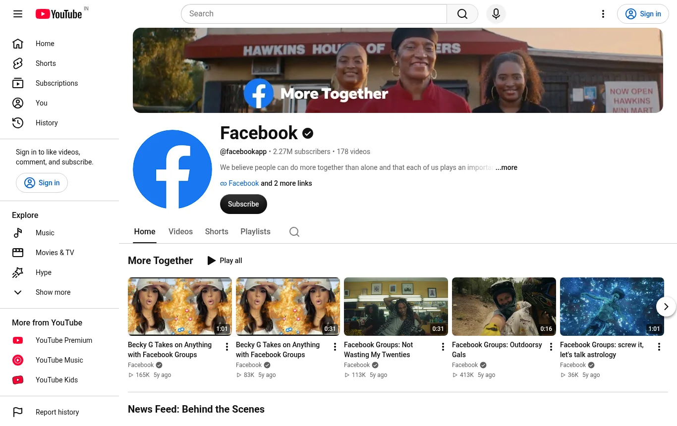 Facebook - official YouTube channel Facebook - official YouTube channel