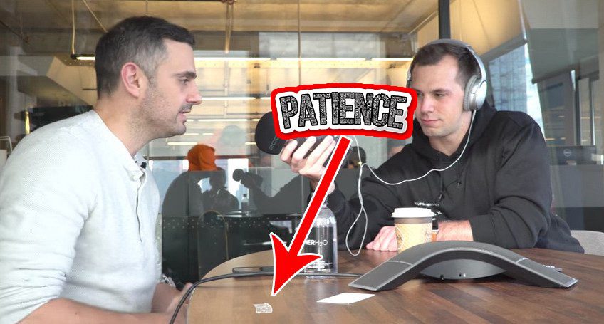 Gary Vaynerchuk with his Patience sticker, a lesson tied to Gary Vaynerchuk net worth
