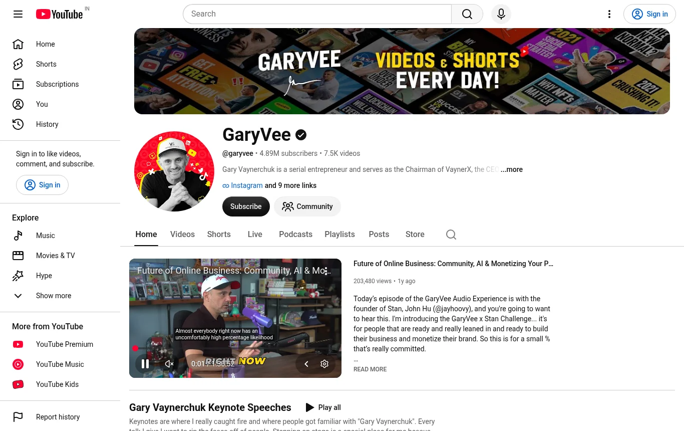 Gary Vaynerchuk Net Worth - official YouTube channel