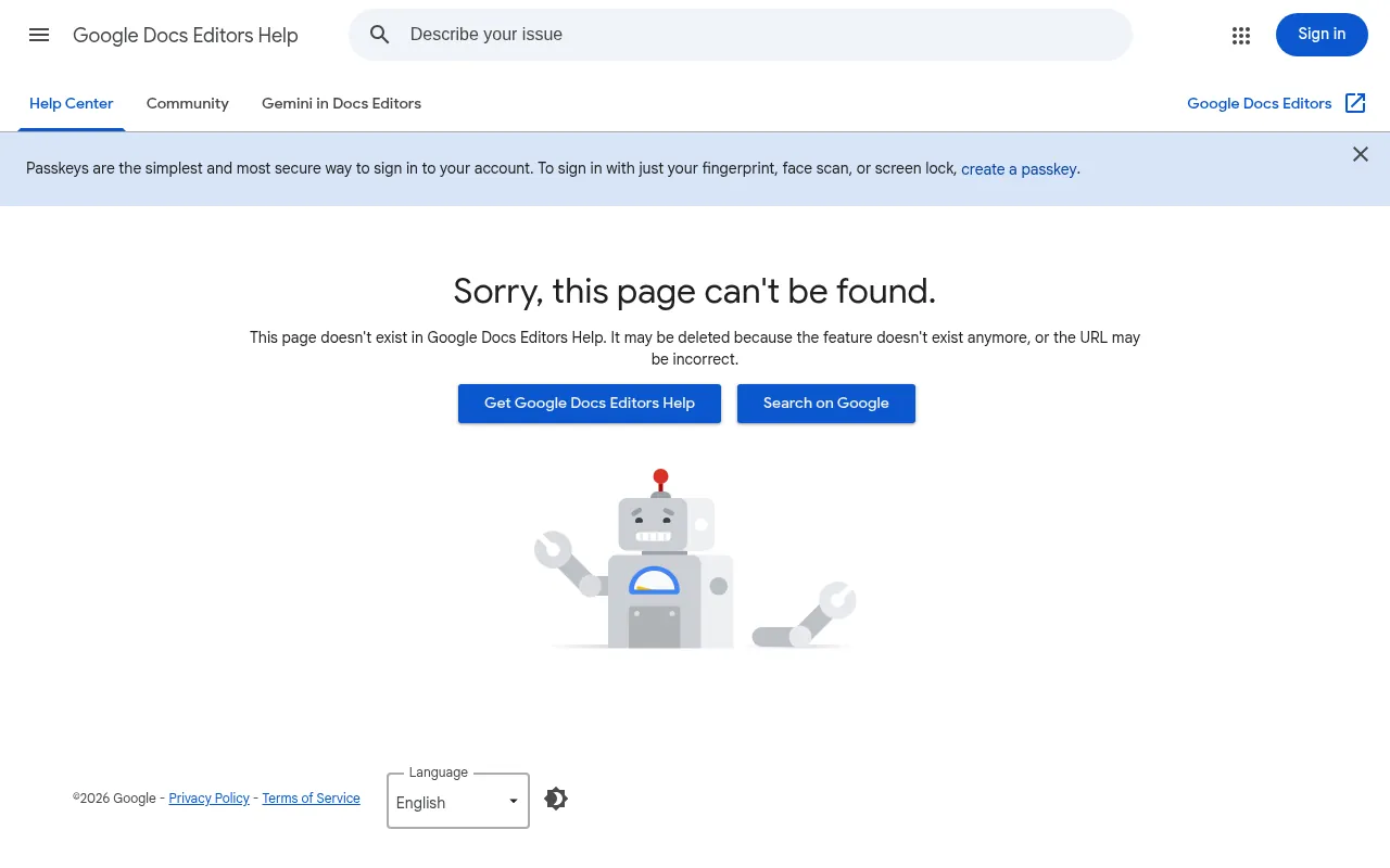 Google Help page for Gemini features in Google Slides